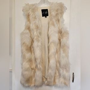 C. Luce Faux Fur Vest, Large, EUC